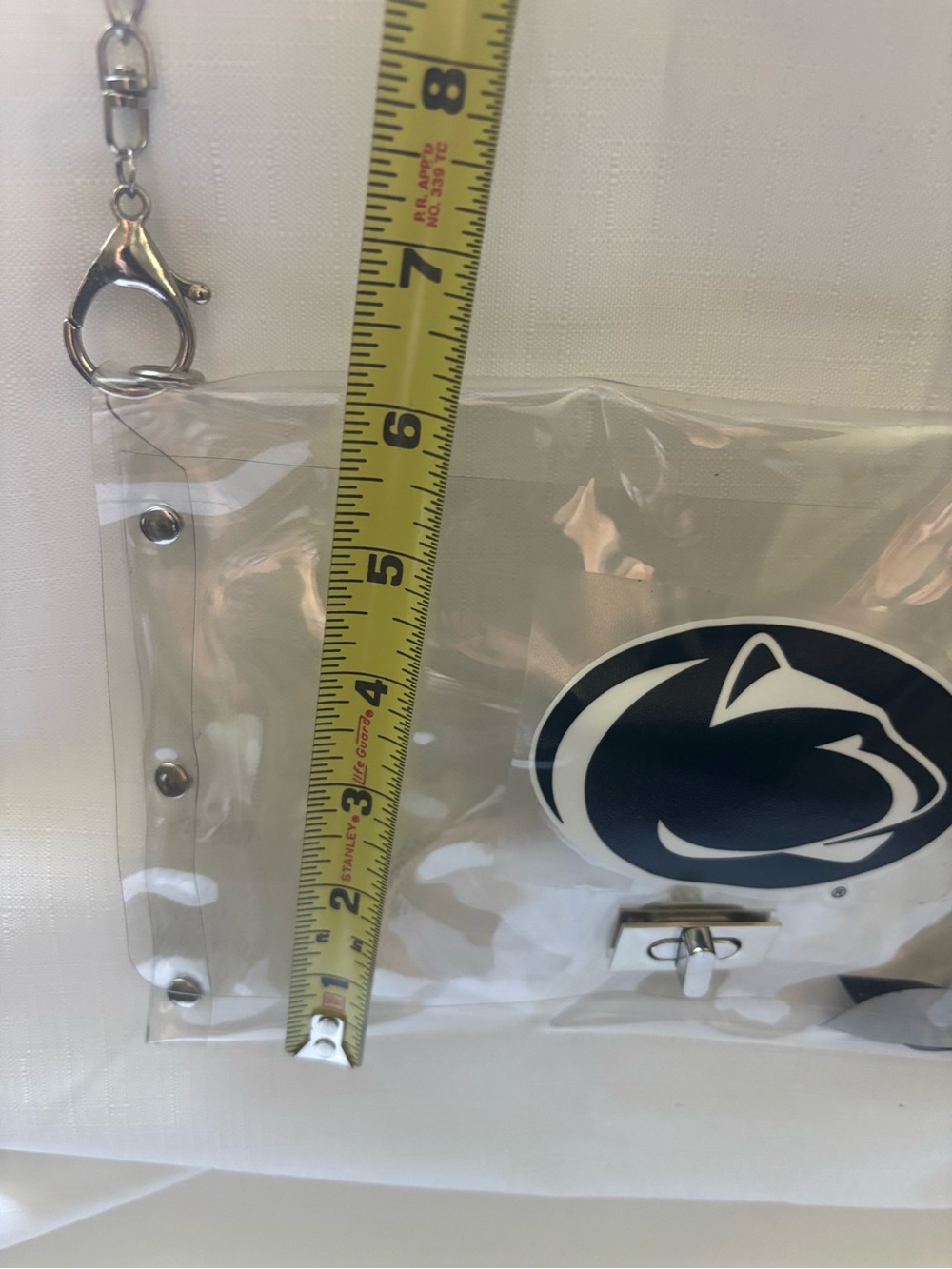 Clear Crossbody Bag with Navy Logo Accent - Picture 4 of 5